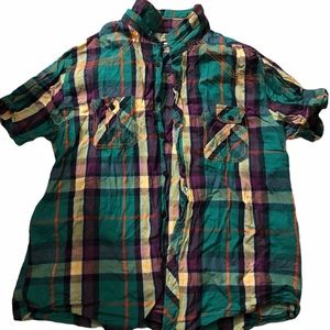 Multi colored short sleeve flannel